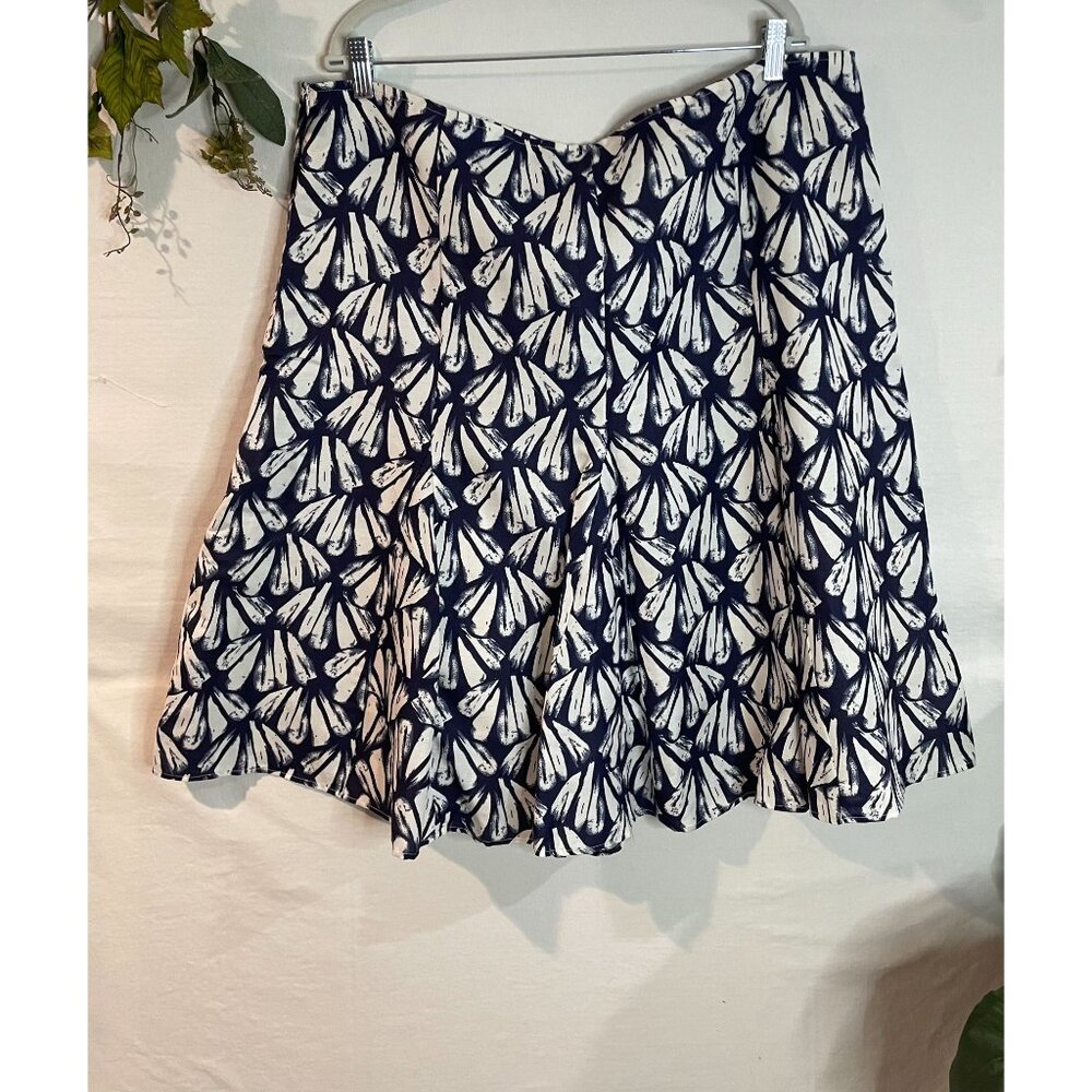 Sherry Taylor Women's Plus Size Skirt 3X Navy & White Abstract Print Rayon